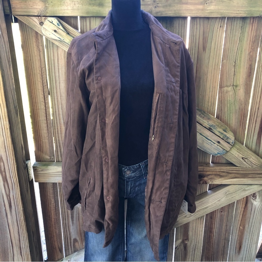 Ivy Crew Explorer Brown Faux Suede Shirt Jacket Shacket Size L